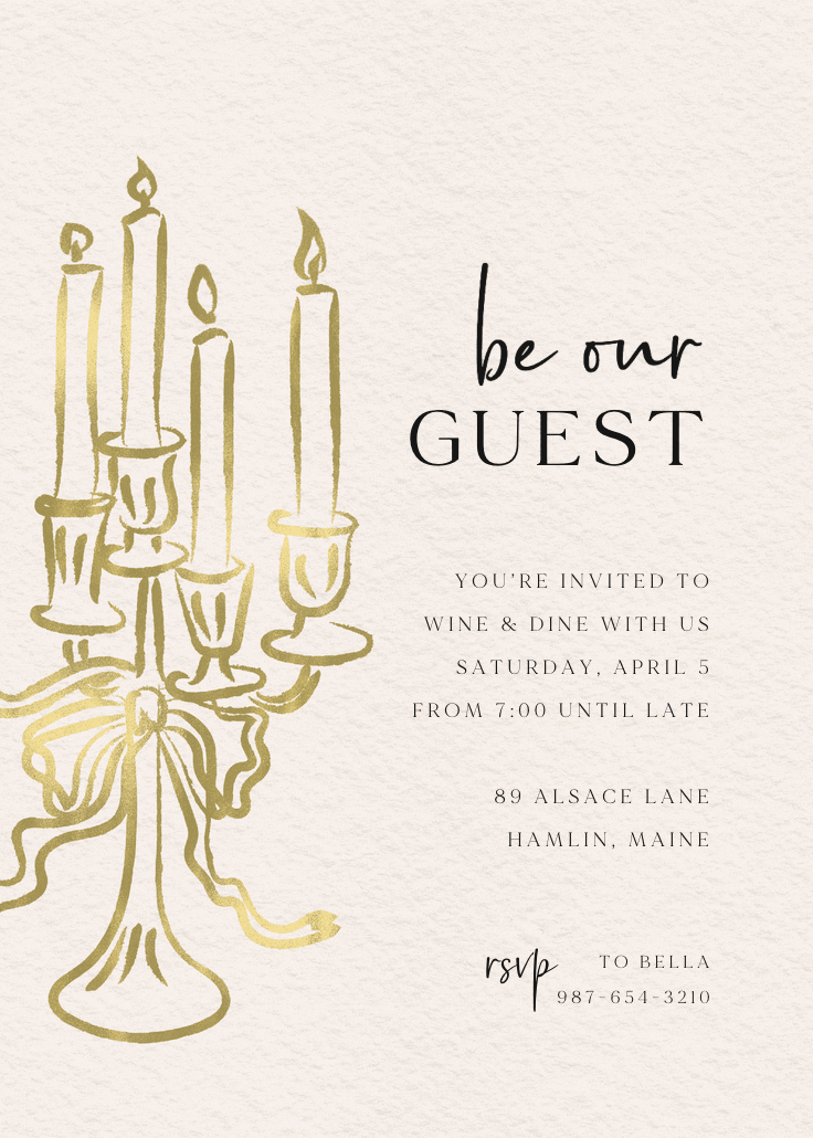 Be our guest - dinner party invitation